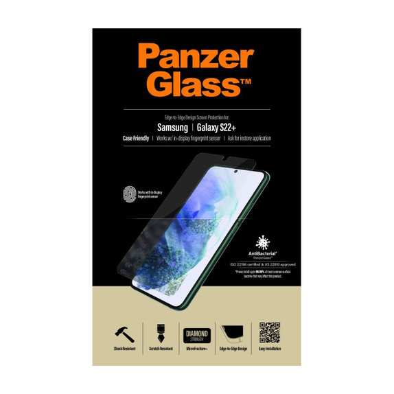 Закалено стъкло Case Friendly AB за Samsung S22+, Прозрачен, Transparent, PanzerGlass