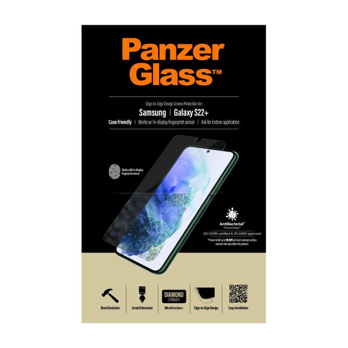 Закалено стъкло Case Friendly AB за Samsung S22+, Прозрачен, Transparent, PanzerGlass