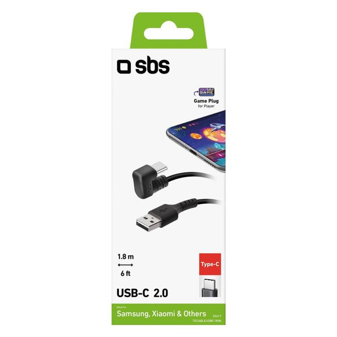 USB-C / USB кабел, 1.8m, Черно, Black, SBS