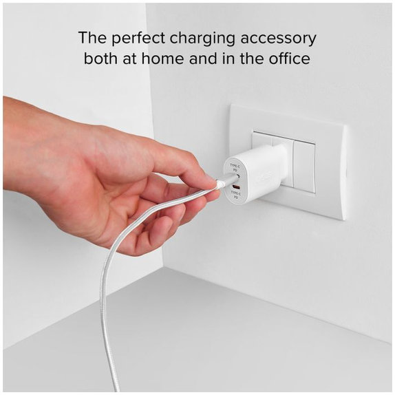 20W заряден адаптер 2x USB-C Power Delivery, Бял, White, SBS