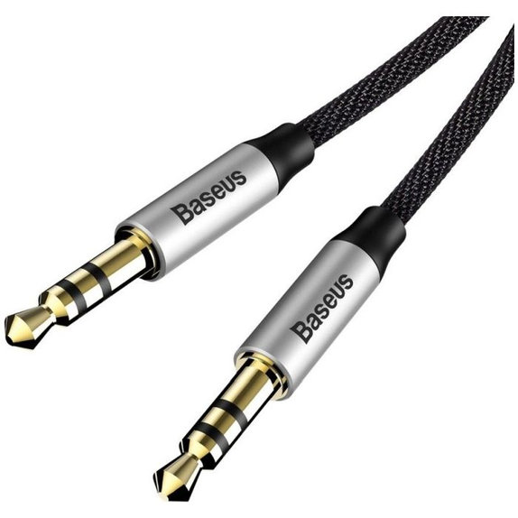AUX кабел, 1m, сребрист/черен, silver/black, Baseus