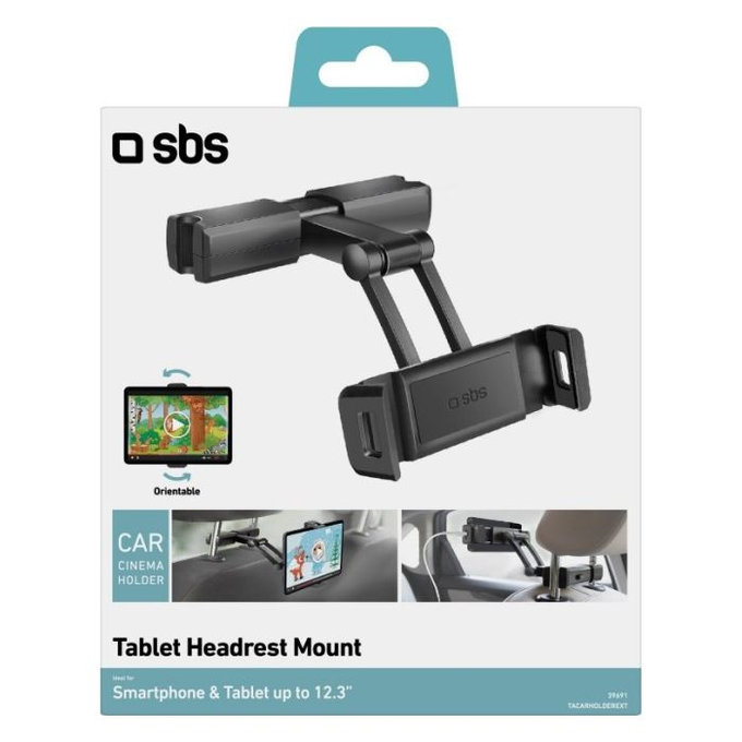 Държач за облегалка за смартфон и таблет до 12.3", Черно, Black, SBS