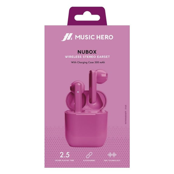 Безжични слушалки TWS NUBOX, Розово, Pink, Music Hero
