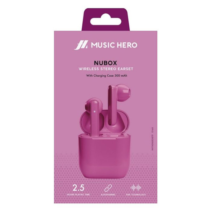 Безжични слушалки TWS NUBOX, Розово, Pink, Music Hero