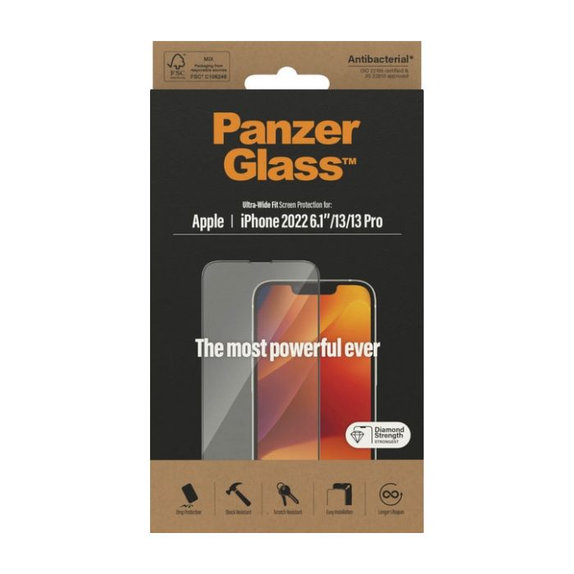 Закалено стъкло UWF AB за iPhone 13, 13 Pro и 14, PanzerGlass