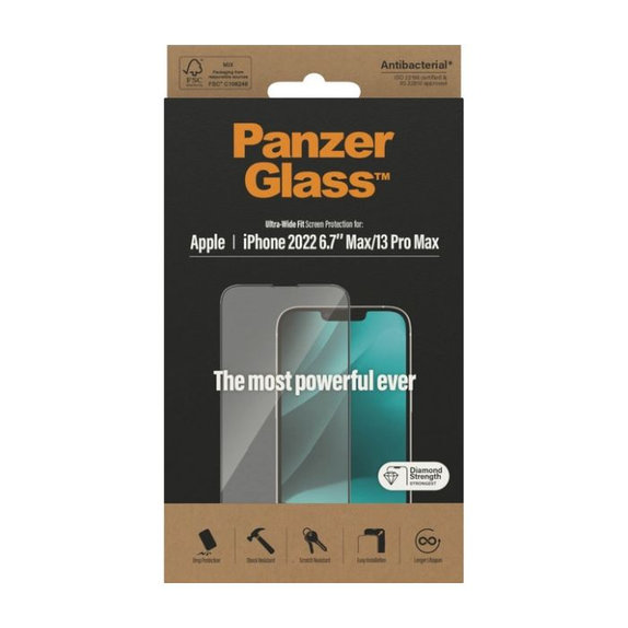 Закалено стъкло UWF AB за iPhone 13 Pro Max и 14 Plus, PanzerGlass
