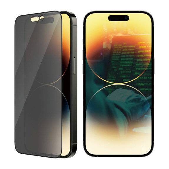 Закалено стъкло UWF Privacy AB с апликатор за iPhone 14 Pro, Черно, PanzerGlass