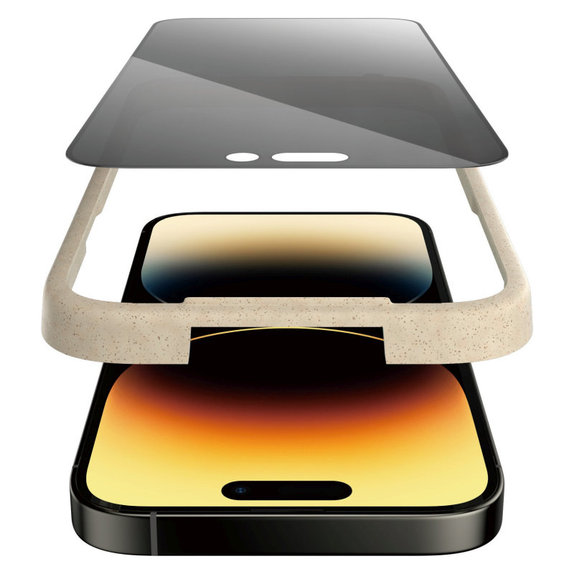 Закалено стъкло UWF Privacy AB с апликатор за iPhone 14 Pro, Черно, PanzerGlass