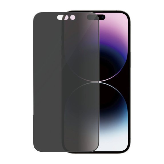 Закалено стъкло UWF Privacy AB с апликатор за iPhone 14 Pro Max, Черно, PanzerGlass
