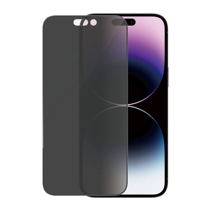 Закалено стъкло UWF Privacy AB с апликатор за iPhone 14 Pro Max, Черно, PanzerGlass