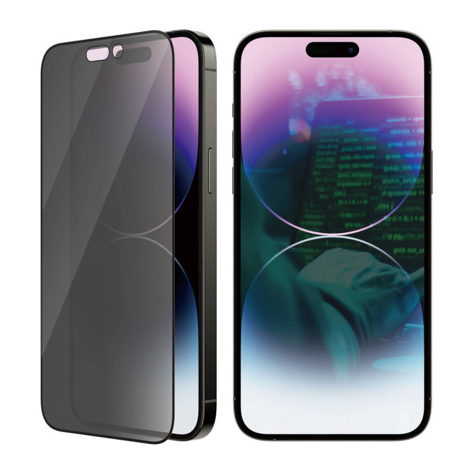 Закалено стъкло UWF Privacy AB с апликатор за iPhone 14 Pro Max, Черно, PanzerGlass