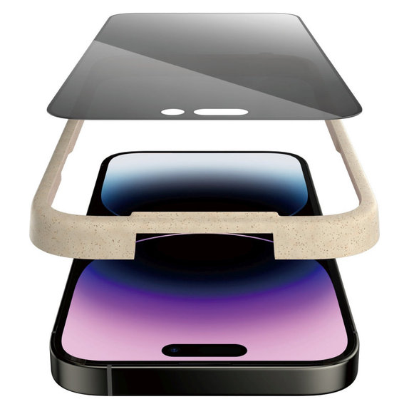 Закалено стъкло UWF Privacy AB с апликатор за iPhone 14 Pro Max, Черно, PanzerGlass