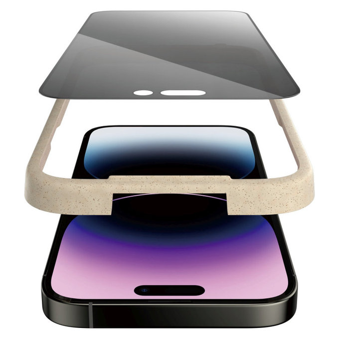 Закалено стъкло UWF Privacy AB с апликатор за iPhone 14 Pro Max, Черно, PanzerGlass