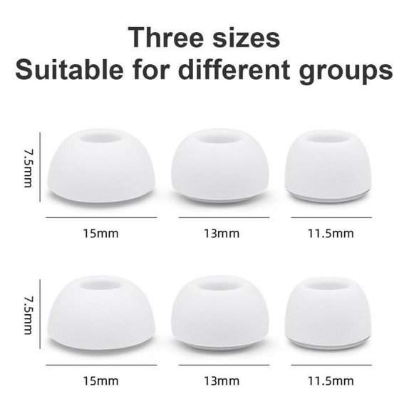 Накрайници за AirPods Pro - комплект 3 бр. (L, M, S), Бял, White, FixPremium
