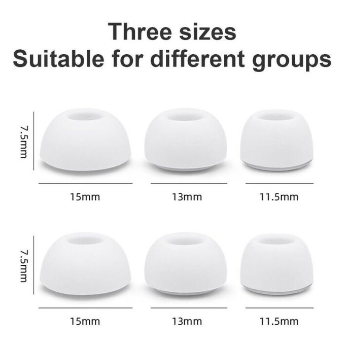 Накрайници за AirPods Pro - комплект 3 бр. (L, M, S), Бял, White, FixPremium
