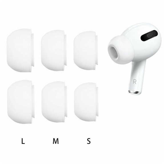 Накрайници за AirPods Pro - комплект 3 бр. (L, M, S), Бял, White, FixPremium