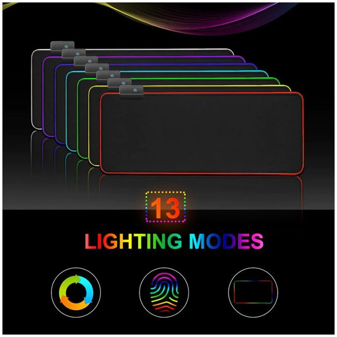 Подложка за мишка и клавиатура с RGB, 90x40cm, Черно, Black, FixPremium