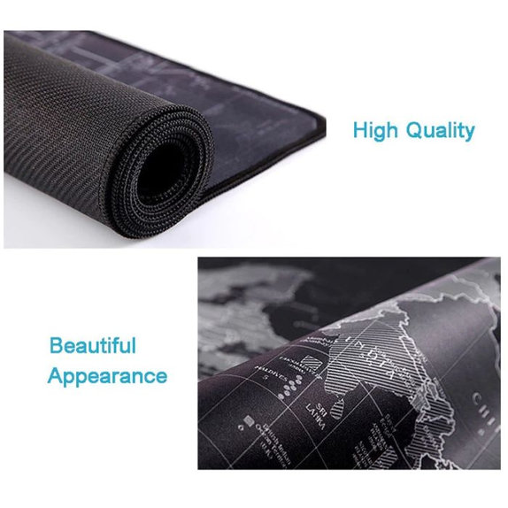 Подложка за мишка и клавиатура с карта, Черно, Black, FixPremium