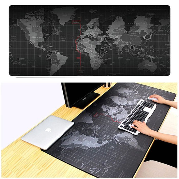 Подложка за мишка и клавиатура с карта, Черно, Black, FixPremium