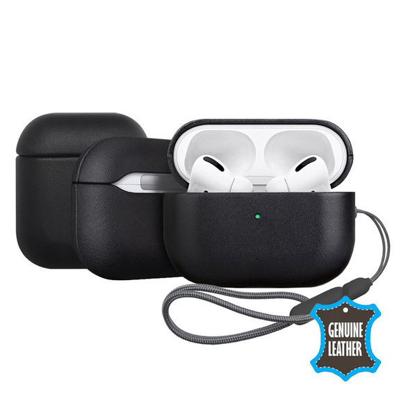 Кожен калъф за AirPods 3, Черно, Black