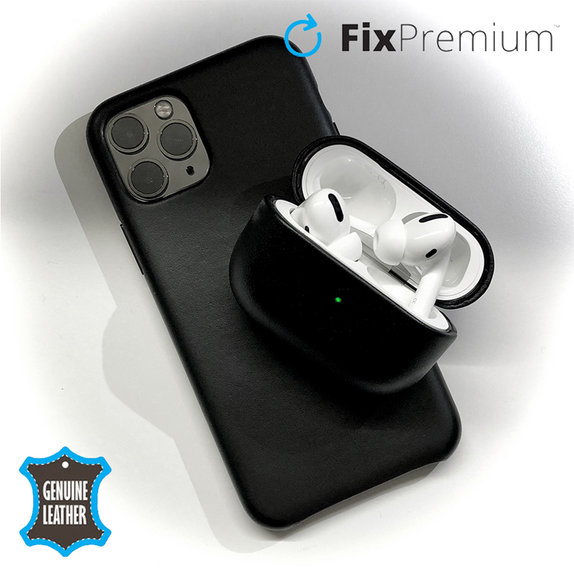Кожен калъф за AirPods 3, Черно, Black