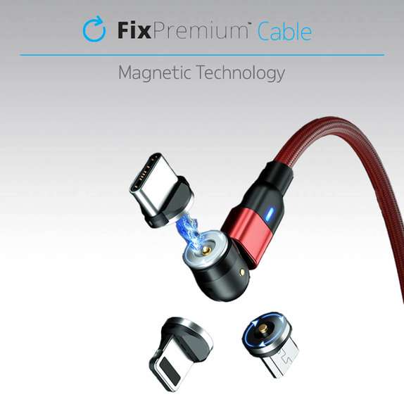 USB-C / USB-C магнитен кабел, 1m, Червено, Red, FixPremium