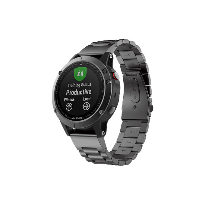 Стоманена каишка за Garmin (QuickFit 22mm), Черно, Black, FixPremium