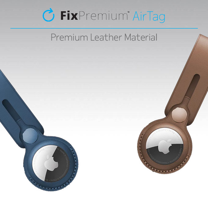 Кожен ключодържател за AirTag, Синьо, Blue, FixPremium