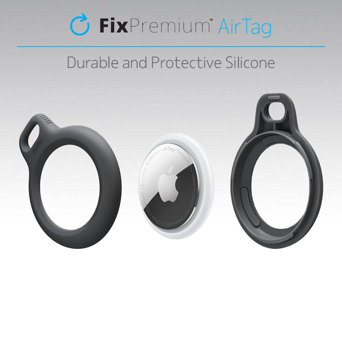 Калъф с връзка за AirTag, Черно, Black, FixPremium