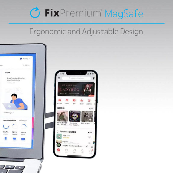 MagSafe държач за iPhone за лаптоп, Cребрист, Silver, FixPremium