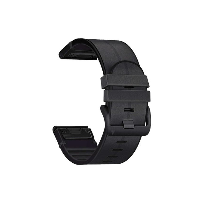 Кожена каишка за Garmin (QuickFit 26mm), Черно, Black, FixPremium