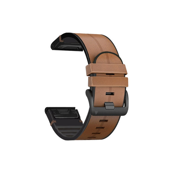 Кожена каишка за Garmin (QuickFit 22mm), светлокафяв, light Кафяв, Brown, FixPremium