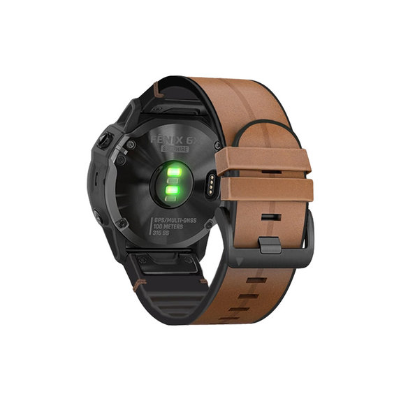 Кожена каишка за Garmin (QuickFit 26mm), светлокафяв, light Кафяв, Brown, FixPremium