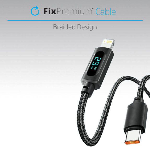 USB-C / USB кабел с Power Delivery функция, 1m, Черно, Black, FixPremium