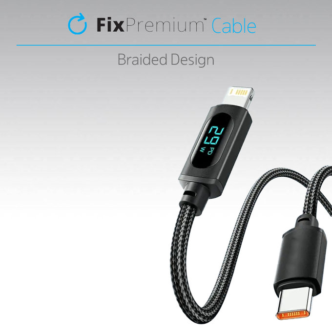 USB-C / USB кабел с Power Delivery функция, 1m, Черно, Black, FixPremium