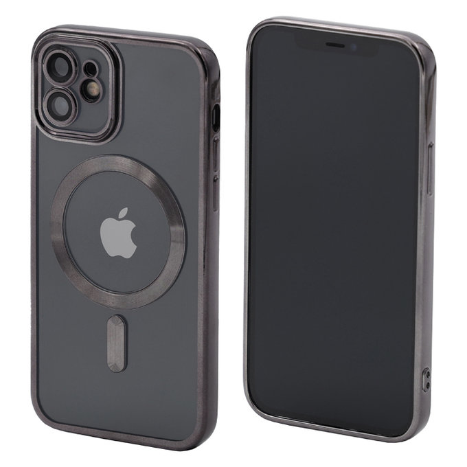 Калъф Crystal с MagSafe за iPhone 12, Черно, Black