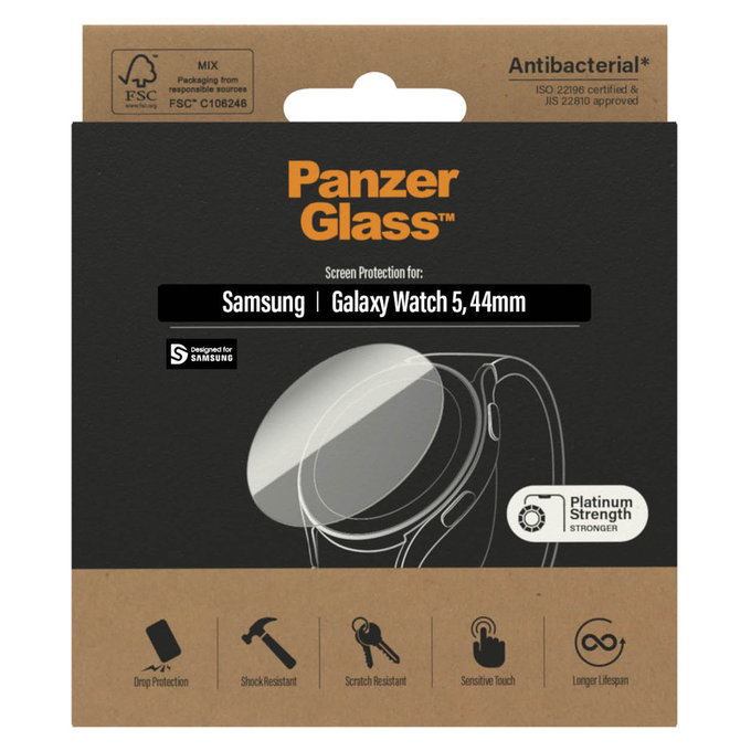 Закалено стъкло Flat Glass AB за Samsung Galaxy Watch 5 44 mm, Прозрачно, PanzerGlass