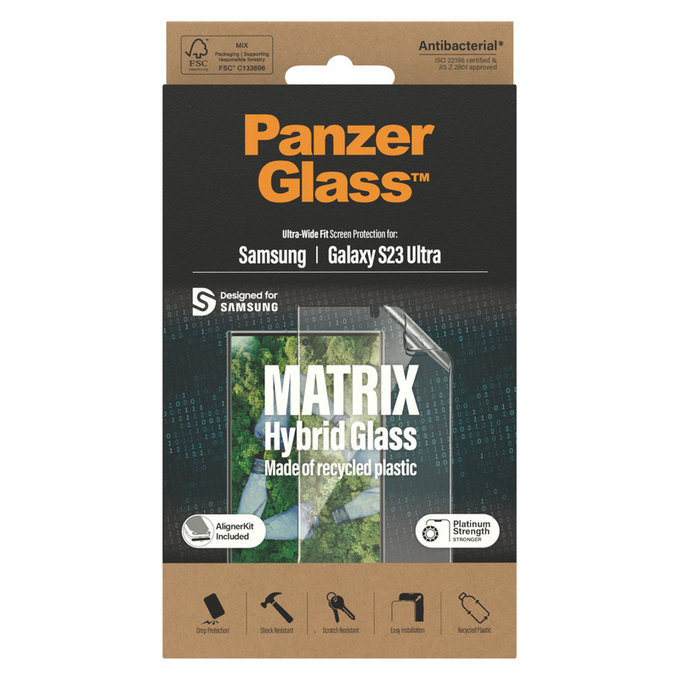 Хибридно стъкло Matrix UWF AB FP wA за Samsung Galaxy S23 Ultra, Прозрачно, PanzerGlass