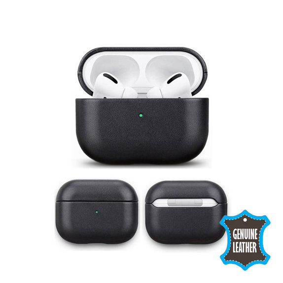 Кожен калъф за AirPods Pro 2, Черно, Black