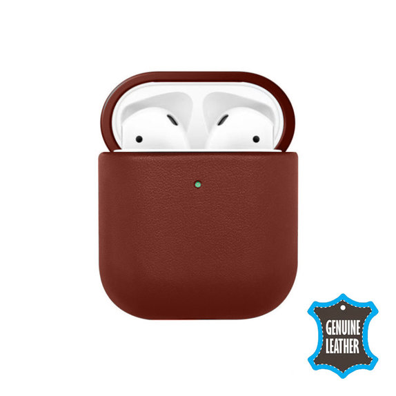 Кожен калъф за AirPods 1 & 2, Кафяв, Brown