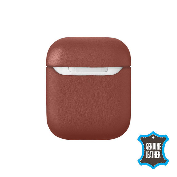 Кожен калъф за AirPods 1 & 2, Кафяв, Brown