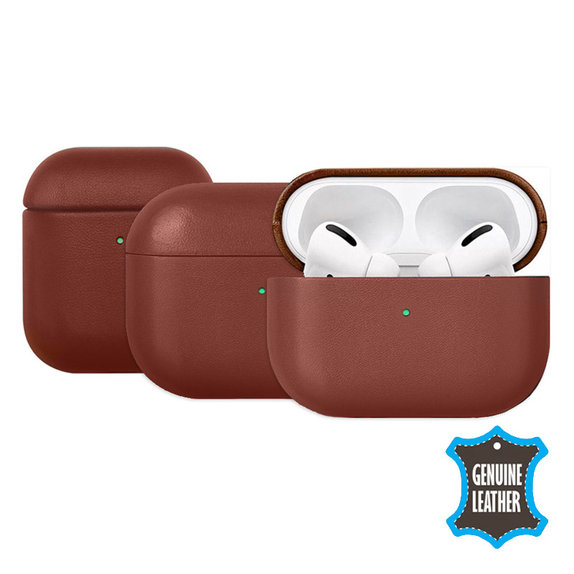 Кожен калъф за AirPods 1 & 2, Кафяв, Brown