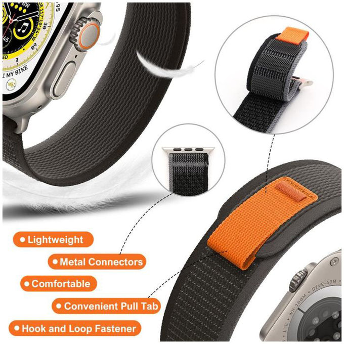 Каишка Trail Loop за Apple Watch (38, 40 и 41mm), Черно, Black, FixPremium