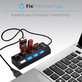 USB хъб с бутон за захранване за 4 USB, Черно, Black, FixPremium