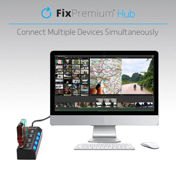 USB хъб с бутон за захранване за 4 USB, Черно, Black, FixPremium
