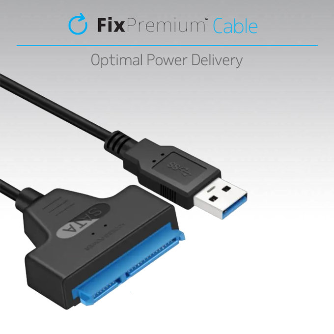 USB / SATA 2.5" кабел, Черно, Black, FixPremium