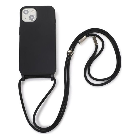 Силиконов калъф с връзка за iPhone 13 & 14, Черно, Black
