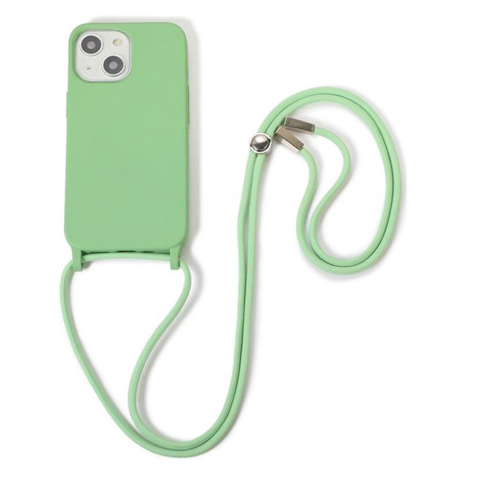 Силиконов калъф с връзка за iPhone 14 Plus, Зелено, Green