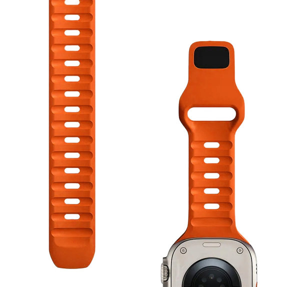Спортна силиконова каишка за Apple Watch (42, 44, 45 и 49mm), Oранжев, Orange, FixPremium