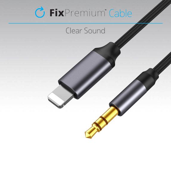 Lightning / Jack 3.5mm кабел, 1m, Черно, Black, FixPremium